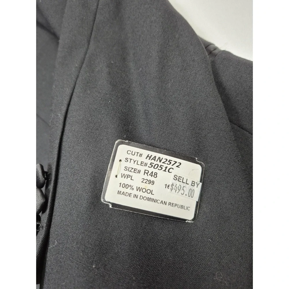 Giorgio Bissoni Suit Jacket Mens 48R Black Wool Tuxedo 1 Button Formal FLAW